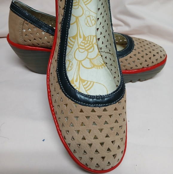 Fly London Shoes - Fly London Yedi Perforated Platform Wedge Pumps